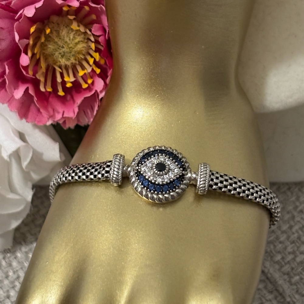 💎 Sterling Silver Evil Eye Bracelet